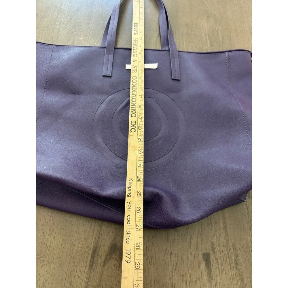 Monat Purple Saffiano Faux Leather Large Zip Top Tote Bag Women Shoulder Bag